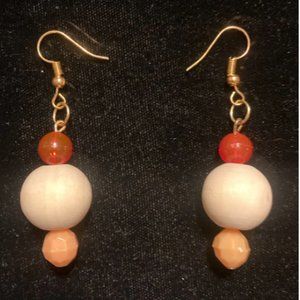 Handmade wooden and plastic beaded earrings